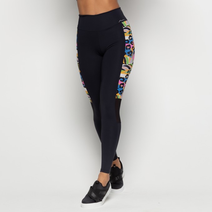 AVA Fitness Wear Calça Legging Suplex Poliamida Azul Metálico Com